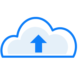 An arrow in a cloud moving upwards indicating data is being uploaded